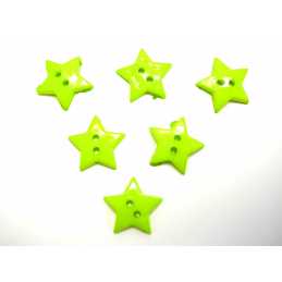 LOT 6 BOUTONS ACRYLIQUES : étoile vert 12mm 