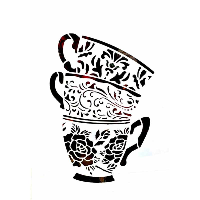 POCHOIR PLASTIQUE 30*21cm : bols motif fleuris POCHOIR PLASTIQUE 30*21cm : bols motif fleuris