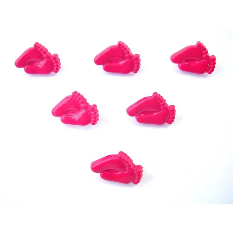 LOT 6 BOUTONS ACRYLIQUES : pied rouge 16*12mm 