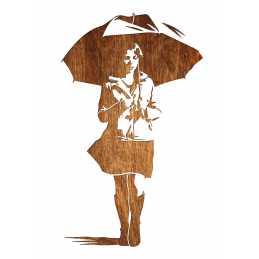 Pochoir A4  21 x 29,7 cm en plastique Mylar Jeune femme au parapluie 