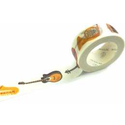 Ruban Washi 15 mm x 7 mètres motif instruments de musique 