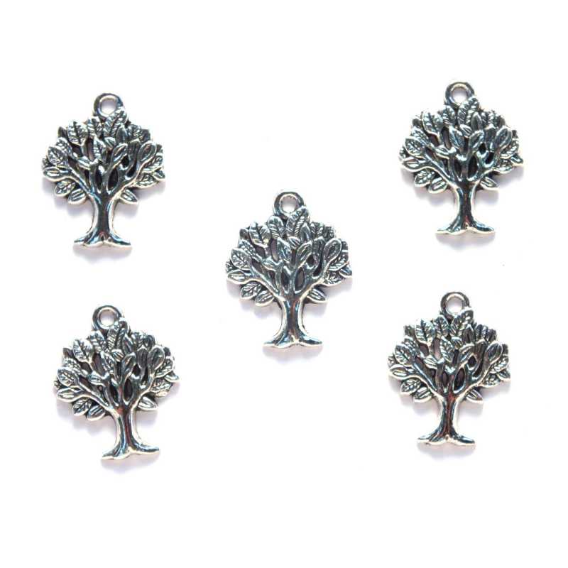 LOT 5 CHARMS/BRELOQUES  plaqué argent arbre 21*17mm (02) 