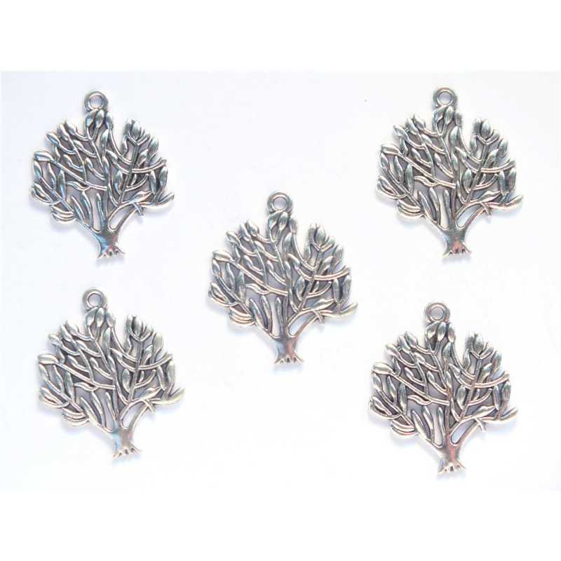 LOT 5 CHARMS/BRELOQUES  plaqué argent arbre 30*25mm (03) 