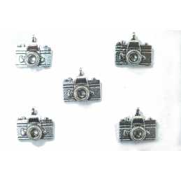 LOT 5 BRELOQUES/CHARMS METAL argenté : appareil photo 15*13mm (01)  