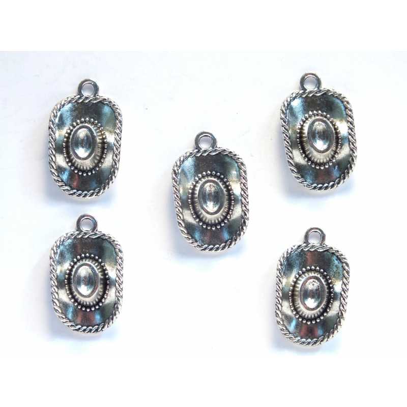 LOT 5 CHARMS/BRELOQUES  plaqué argent : chapeau cowboy 22*13mm (02) 