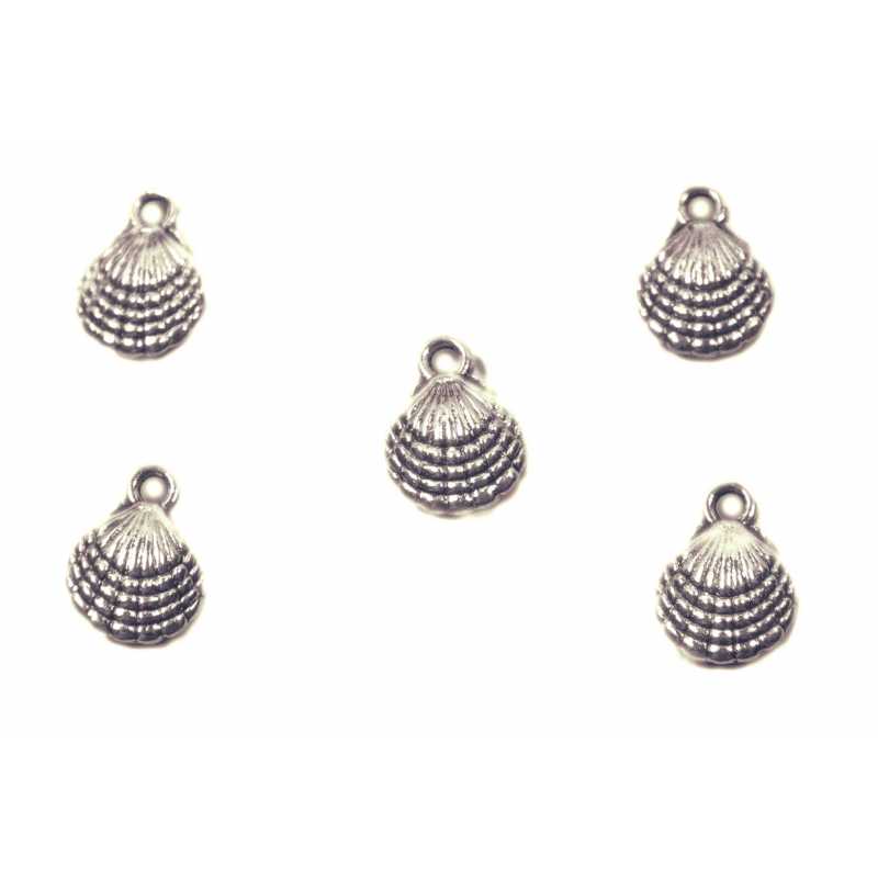 LOT 5 CHARMS/BRELOQUES  plaqué argent coquille 13*10mm (02) 