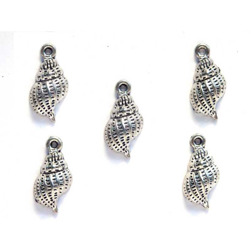 LOT 5 CHARMS/BRELOQUES  plaqué argent coquillage 19*9mm (02) 