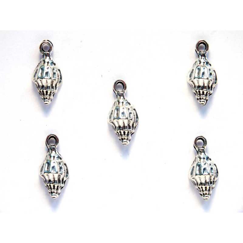 LOT 5 CHARMS/BRELOQUES  plaqué argent coquillage 19*9mm (01) 