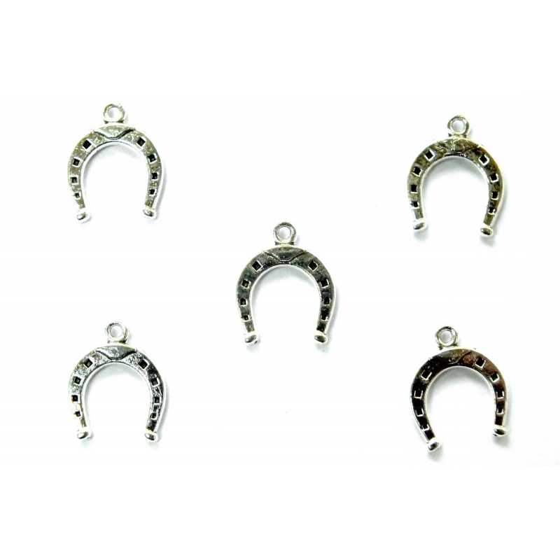 LOT 5 CHARMS/BRELOQUES  plaqué argent : fer à cheval 13*13mm (01) 