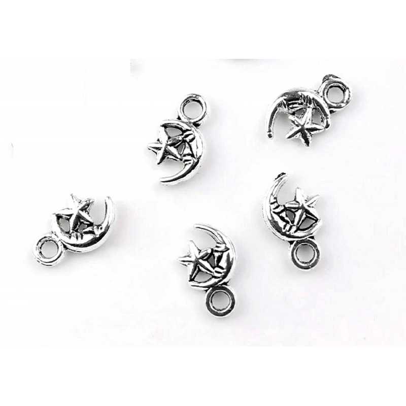 LOT 5 CHARMS/BRELOQUES  plaqué argent : lune 10*7mm (02) 