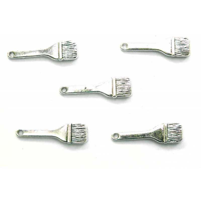 LOT 5 CHARMS/BRELOQUES  plaqué argent : pinceau 25*7mm (01) 