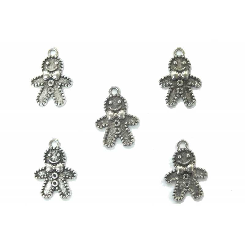 LOT 5 CHARMS/BRELOQUES  plaqué argent : pain d'épice 18*12mm (01) 