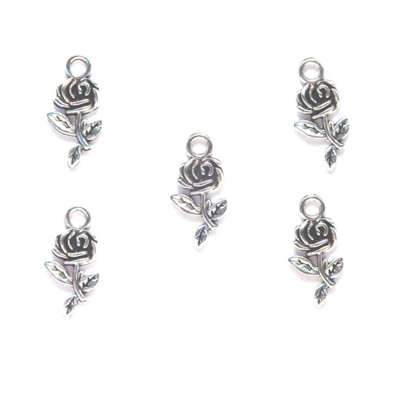 LOT 5 CHARMS/BRELOQUES  plaqué argent rose 21*10mm (03) 