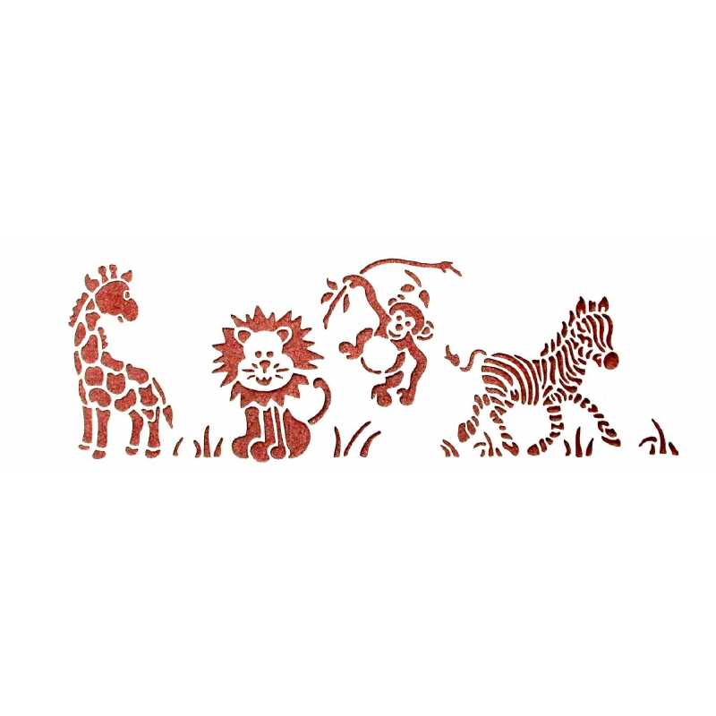 POCHOIR PLASTIQUE 29*10cm : bordure animaux (01) 