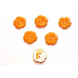 LOT 6 BOUTONS ACRYLIQUES : fleur orange 15mm (01) 