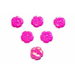 LOT 6 BOUTONS ACRYLIQUES : fleur rose fonçé 15mm (01) 