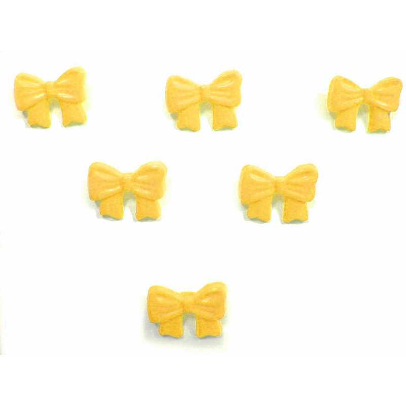 LOT 6 BOUTONS ACRYLIQUES : noeud papillon jaune fonçé 13*10mm (01) 