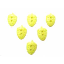 LOT 6 BOUTONS ACRYLIQUES : fraise jaune clair 16*11mm (03) 