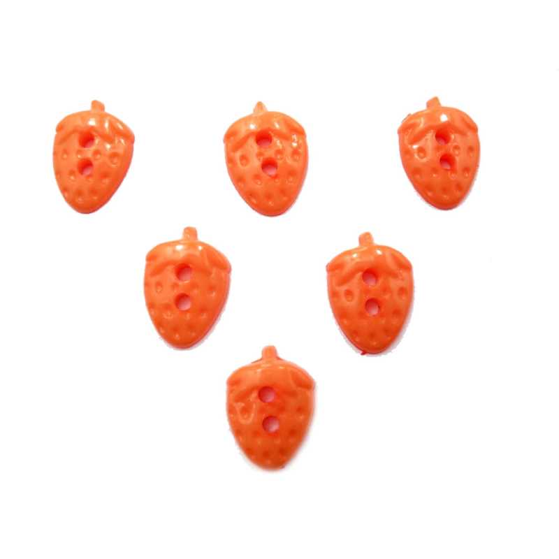 LOT 6 BOUTONS ACRYLIQUES : fraise orange 16*11mm (03) 