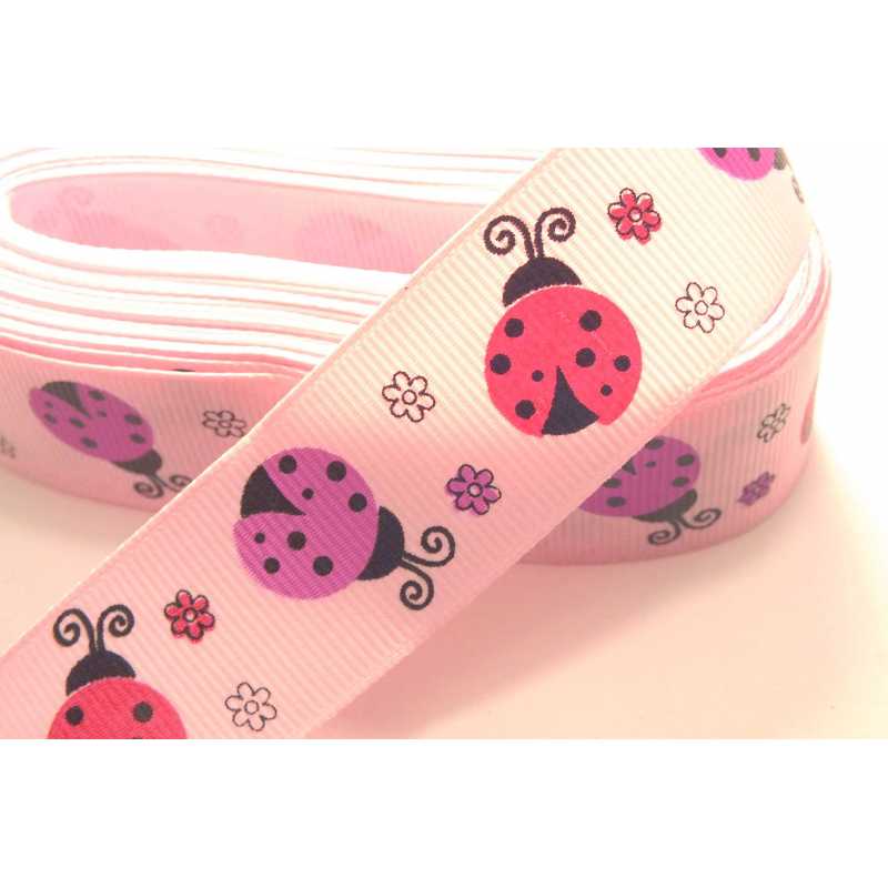 RUBAN POLYESTER : coccinelle largeur 26mm longueur 100cm (02) 