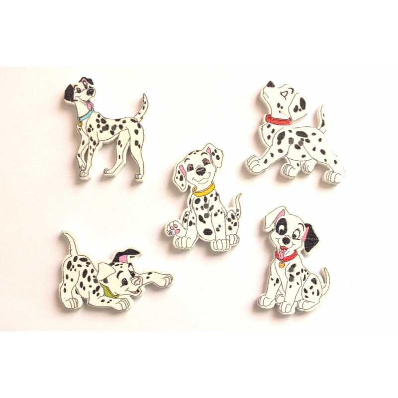 LOT 5 BOUTONS BOIS : chien modèles différents de 30 à 27mm (34) 