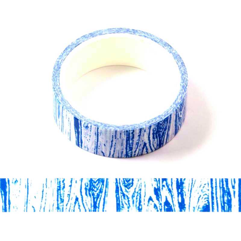 Ruban Washi 15mm x 5 m motif veinage bois bleu/blanc 