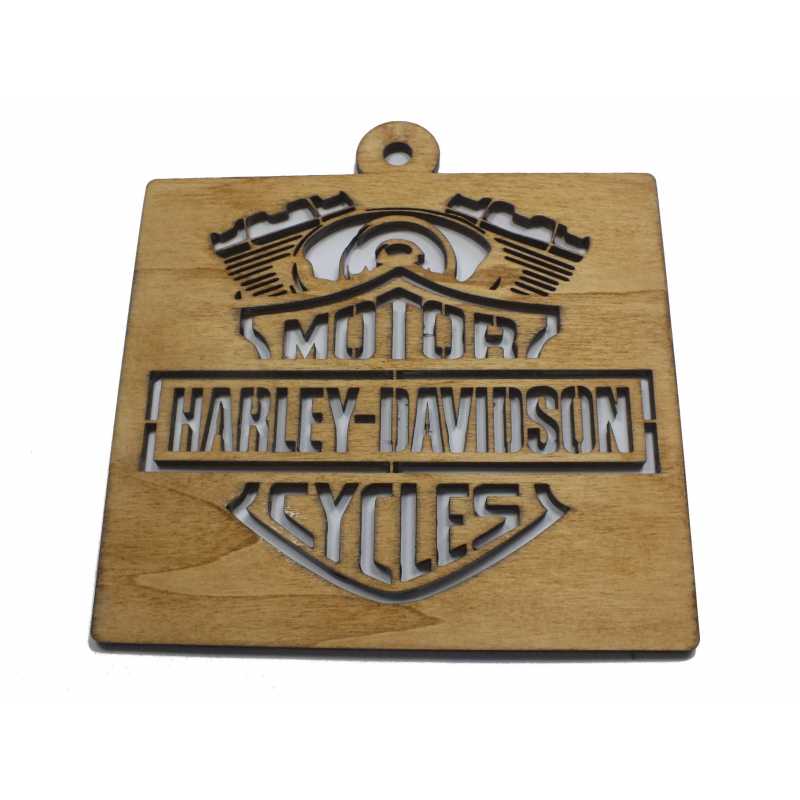 Découpe et gravure   laser médaillon  bois MDF 4 mm Biker Harley Davidson 