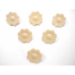 LOT 6 BOUTONS ACRYLIQUES : fleur écrue 15mm (02) 