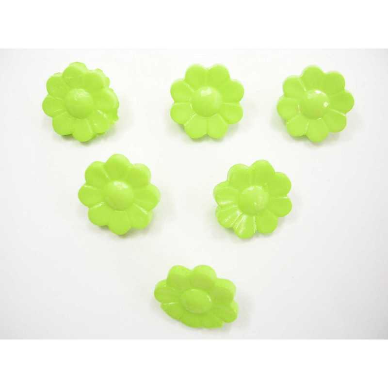 LOT 6 BOUTONS ACRYLIQUES : fleur vert clair 15mm (02) 