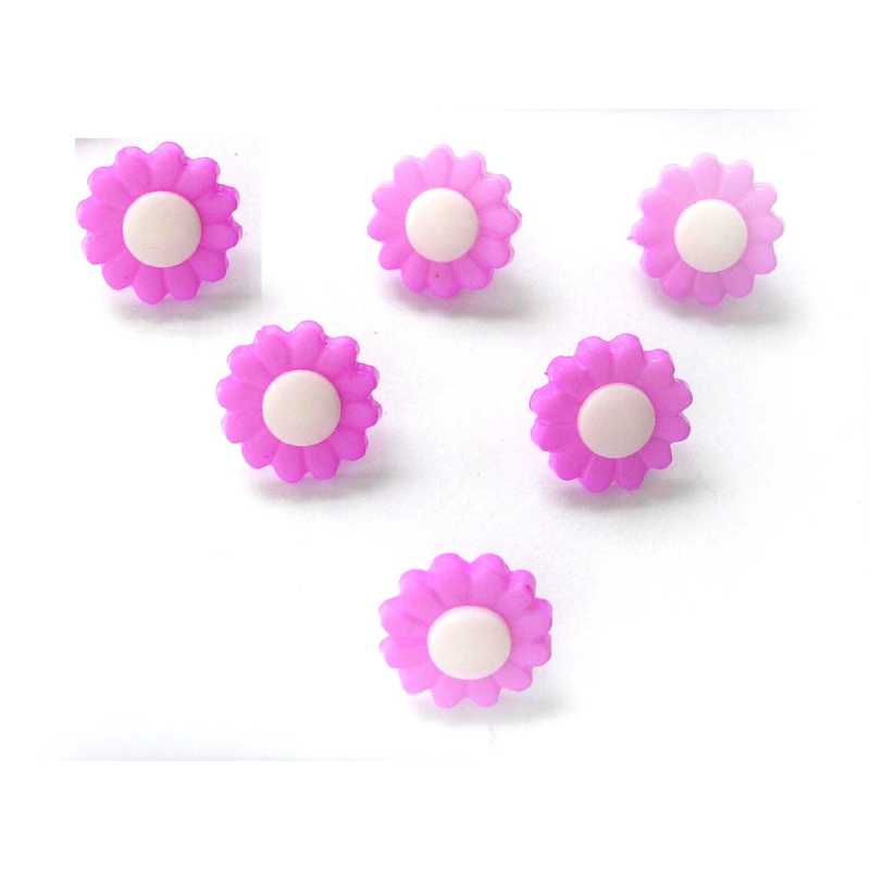 LOT 6 BOUTONS : marguerite mauve 19mm 