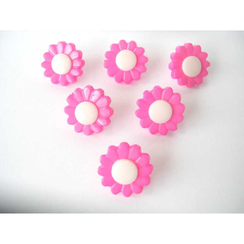 LOT 6 BOUTONS : marguerite rose 19mm 