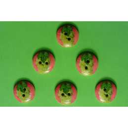 LOT 6 BOUTONS BOIS : rond thème fruit motif raisin 15mm 