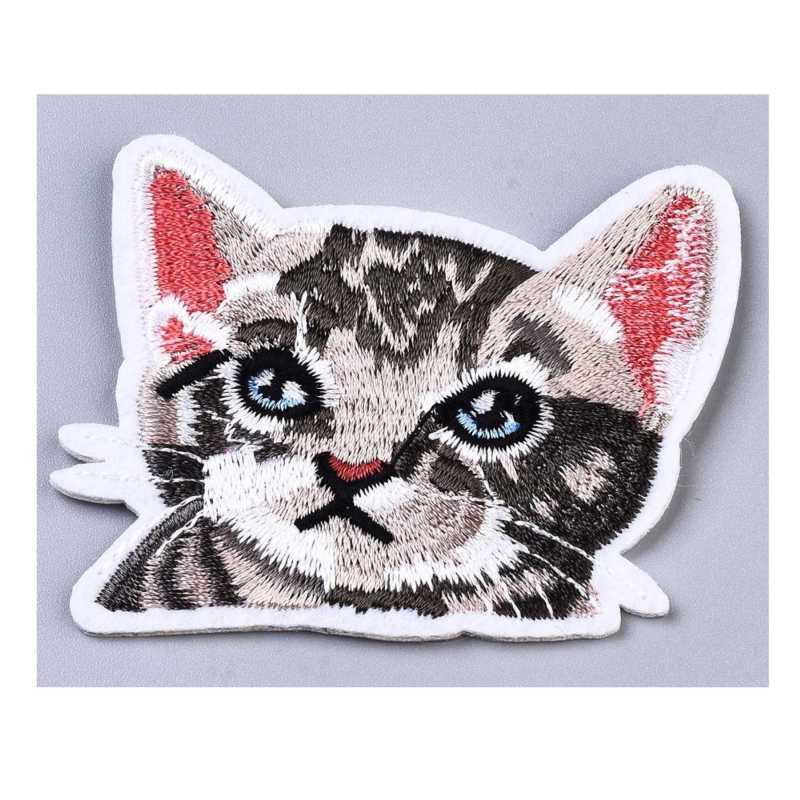 APPLIQUE TISSU THERMOCOLLANT : chat  7*5cm (40) 