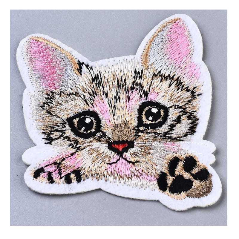 APPLIQUE TISSU THERMOCOLLANT : chat  7*7cm (41) 