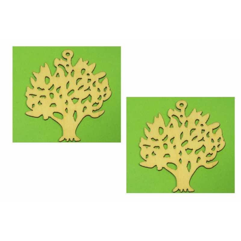 LOT 2 APPLIQUES BOIS : arbre 6*5cm (01) 