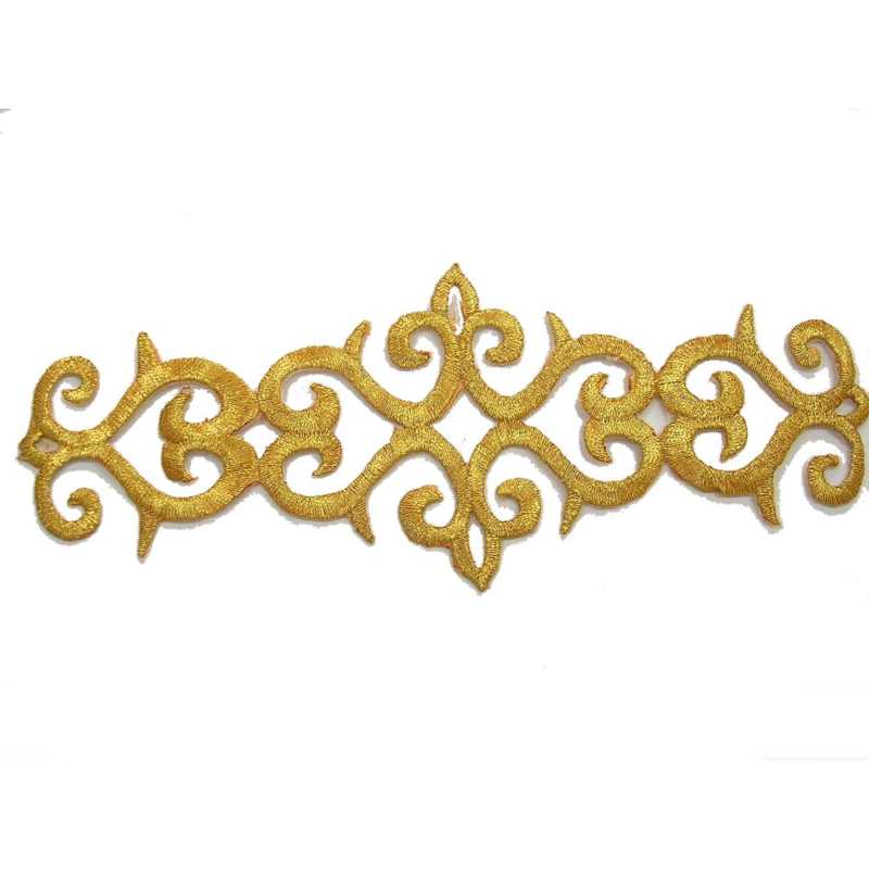 APPLIQUE TISSU THERMOCOLLANT : bordure gold 20*7cm (01) 