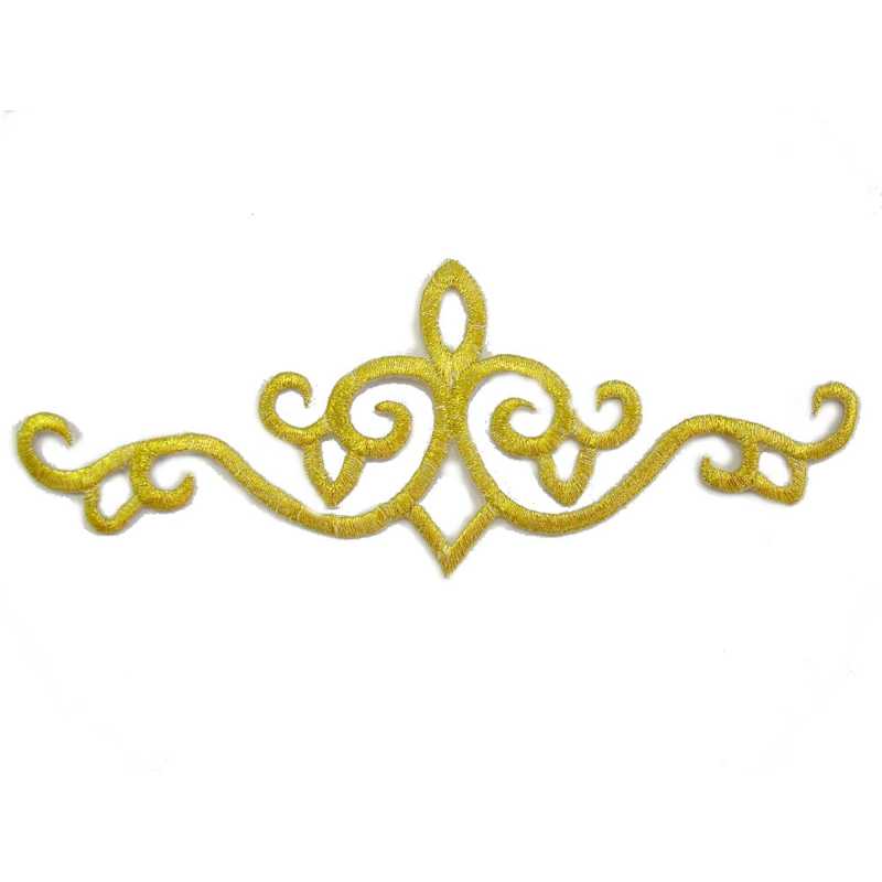 APPLIQUE TISSU THERMOCOLLANT : ornement gold 17*7cm (10) 