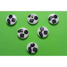 LOT 6 BOUTONS BOIS : rond motif theme mercerie boutons 15mm (09) 