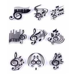 Tampons silicone transparent  motifs notes ,portée, clés musicales 