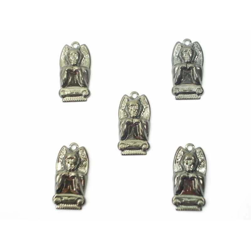 LOT 5 CHARMS METALS couleur hématite : diable 20*10mm 