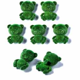 LOT 6 BOUTONS  acrylique velours: ourson vert 29*20mm (02) 