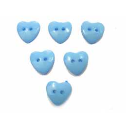 LOT 6 BOUTONS ACRYLIQUES : coeur bleu 14mm 