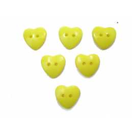 LOT 6 BOUTONS ACRYLIQUES : coeur jaune clair 14mm 