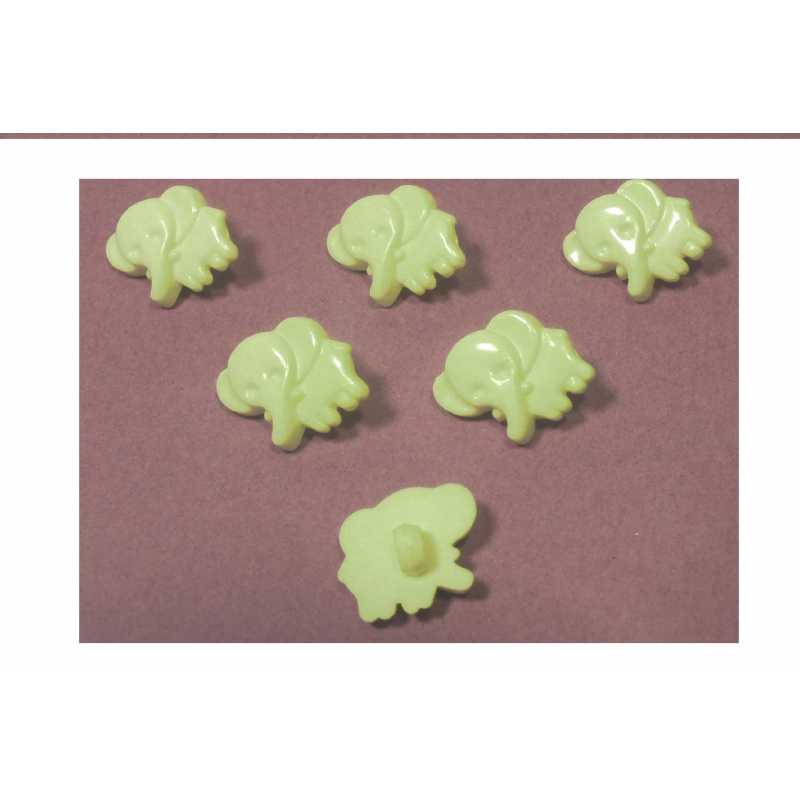 LOT 6 BOUTONS ACRYLIQUES :éléphant jaune 15*13mm (01) 