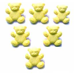 LOT 6 BOUTONS ACRYLIQUES : ourson jaune clair 14*13mm 