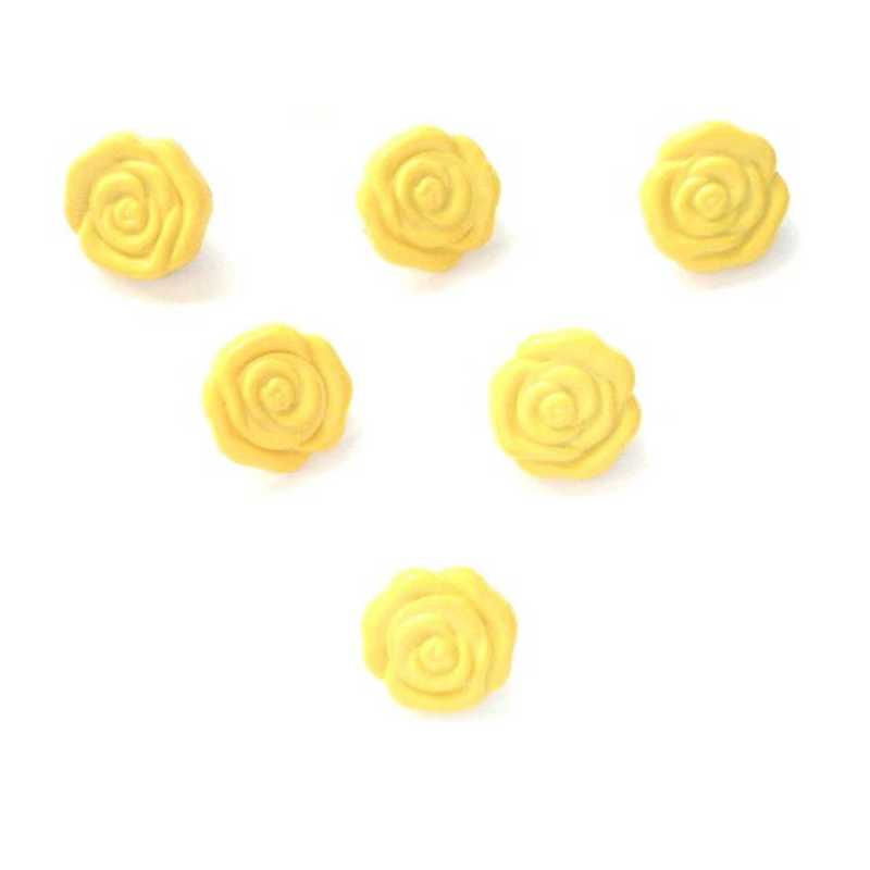 LOT 6 BOUTONS ACRYLIQUES : rose jaune 16mm 