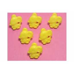 LOT 6 BOUTONS ACRYLIQUES : souris jaune 16*14mm (01) 