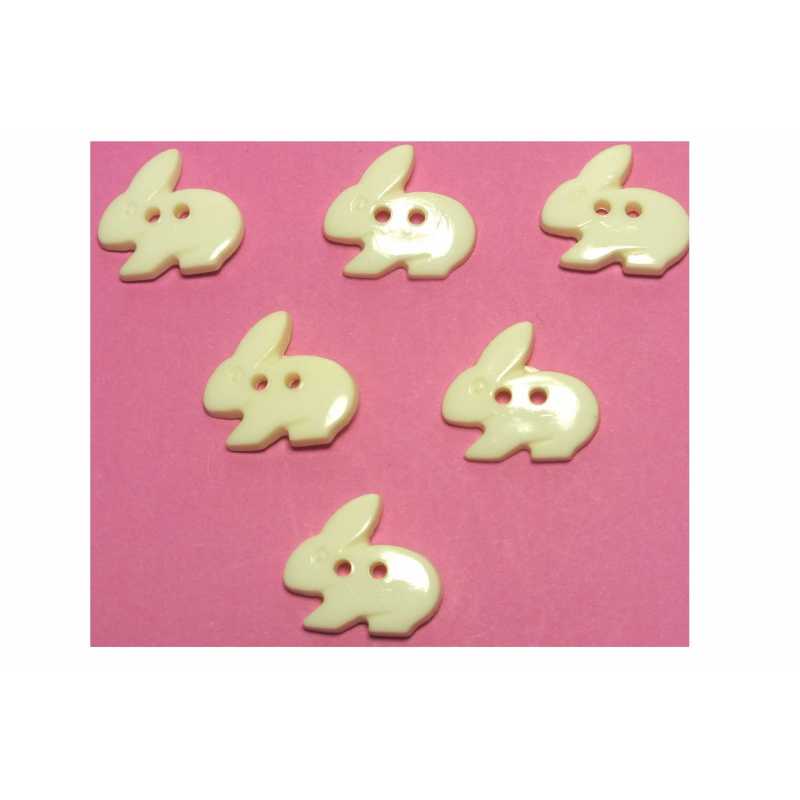 LOT 6 BOUTONS ACRYLIQUES : lapin jaune pale 17*15mm  