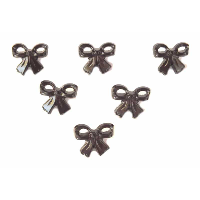 LOT 6 BOUTONS ACRYLIQUES : noeud papillon noir 17*14mm (02) 