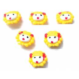 LOT 6 BOUTONS ACRYLIQUES : fille jaune 21*17mm (02) 